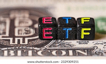 ETF text Put on wooden floor, Concept Entering the Digital Money Fund.