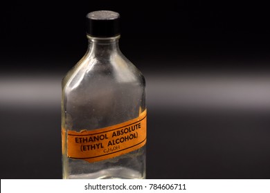 Ethanol Bottle On Black Background