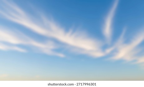 Ethereal Cloudscape Wispy White Clouds in Azure Sky with Dreamy Serene.