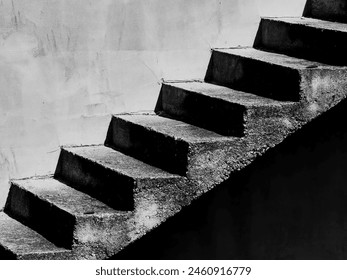 Ethereal Transitions. The Concrete Staircase in Architectural Harmony. Duality concept. Black and white, monochrome. - Powered by Shutterstock