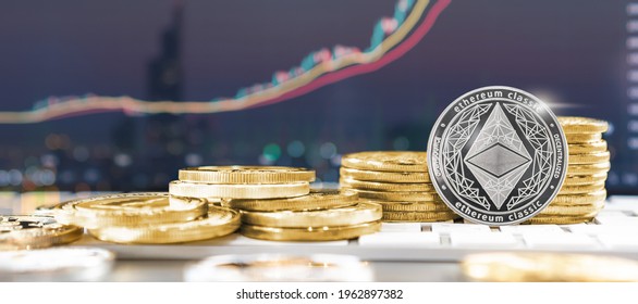 Ethereum ETH cryptocurrency coin digital crypto currency token for defi decentralized financial banking p2p business and world stock exchange investment via internet online technology - Shutterstock ID 1962897382