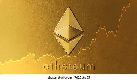 Ethereum - The New Virtual Money With Chart On Gold Surface