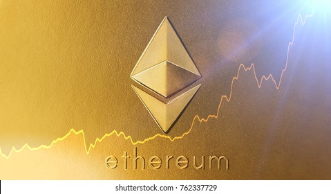 Ethereum - The New Virtual Money With Chart On Gold Surface