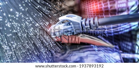 Ethernet cable lan internet wire data connection. Networking and communication
