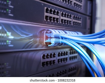 Ethernet Cable On Network Switches Background