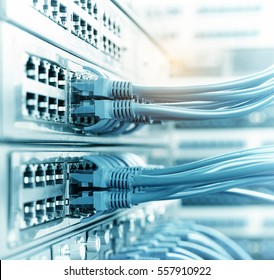ethernet cable on network switches background  - Shutterstock ID 557910922