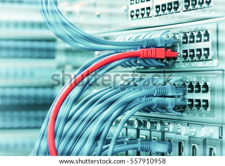 ethernet cable on network switches background 