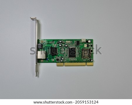 Ethernet network adapter computer card, view from above