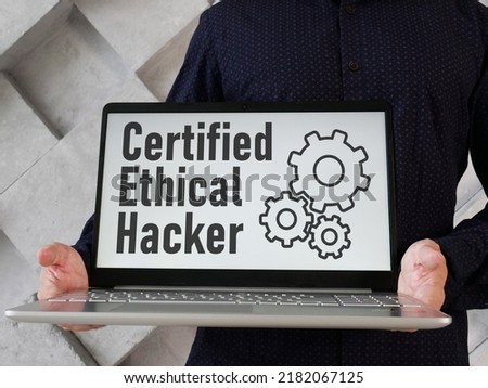 Ethical hacking and certified ethical hacker are shown using a text