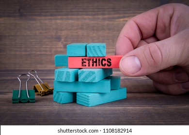 Ethics Business Concept With Colorful Wooden Blocks