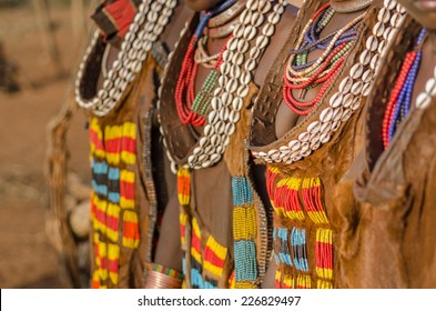 Ethiopia, Close Up Of Women's Dresses From Hamer Tribe