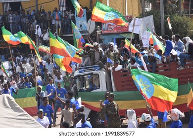 Ethiopia, Lalibela - 14 June 2021: The rally in support of the Prosperity Party Government ahead of the elections