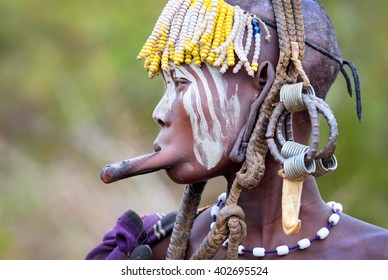 Ethiopia, Omo Valley, November 18, 2013 Woman Mursi Tribe