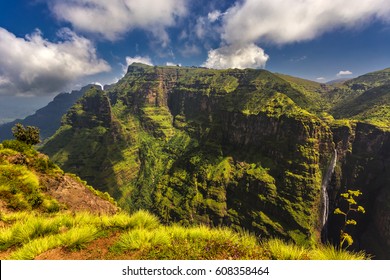 Ethiopia. Simien Mountains National Park. Jinbar waterfall - Shutterstock ID 608358464