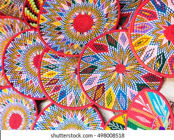 Ethiopian handmade Habesha baskets sold in Axum, Ethiopia. - Shutterstock ID 498008518