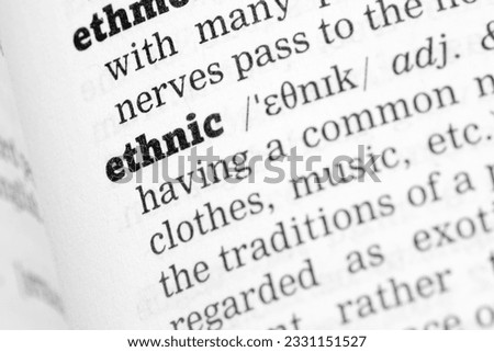 Ethnic Dictionary Definition closeup with soft focus