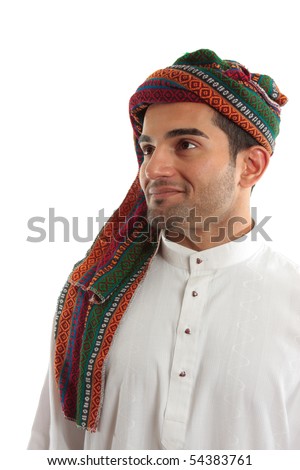 Similar – Image, Stock Photo Smiling Berber man in traditional clothes walking in desert