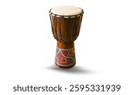 Ethnic musical percussion instruments African drum isolated on white background.