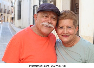 Ethnic senior couple in the city