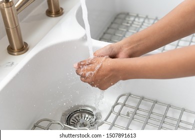 Ethnic, Woman Of Color Washing Her Hands