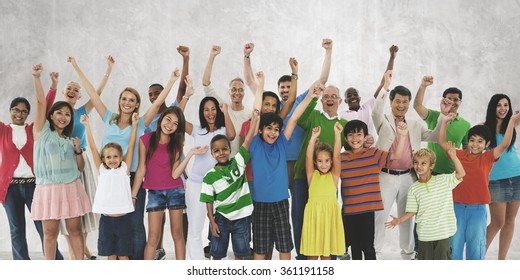 Ethnicity Crowd Happiness Community Diverse Unity Concept