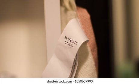 Etimesgut, Ankara / Turkey - 9.11.2020: Madame Coco Product Tag On A Towel 