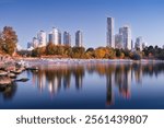 Etobicoke, Ontario, Canada high rise cityscape on Lake Ontario at Blue Hour.