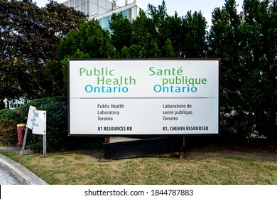 
Etobicoke, Toronto, Canada - August 23, 2020: Sign Of Public Health Ontario  Building In Etobicoke, Toronto, Canada. 
