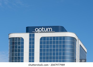 Etobicoke, Toronto, Canada - September 26, 2021: Optum Sign On The Office Building In Etobicoke, Toronto, Canada. Optum, Inc. Is An American Pharmacy Benefit Manager And Health Care Provider. 