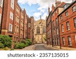 Eton, UK - July 29, 2023: Majestic buildings on and around the campus of Eton College in the UK
