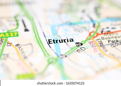 Etruria On A Geographical Map Of UK