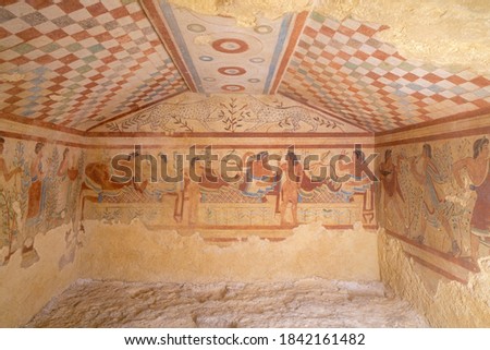  Etruscan Tomb of the Lionesses at Tarquinia, Italy