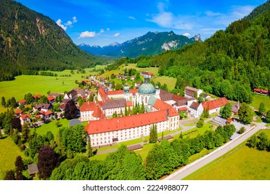 Ettal Abbey aerial panoramic view. Ettal Abbey is a Benedictine monastery in the village of Ettal close to Oberammergau and Garmisch-Partenkirchen in Bavaria, Germany - Powered by Shutterstock