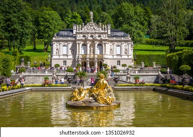 Ettal, Germany, 14 August 2017: Beautiful Kings' Palace in Linderhof, Bavaria, Germany