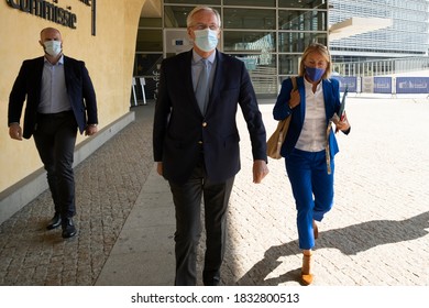 EU Chief Brexit Negotiator Michel Barnier Walks To European Council Headquarters In Brussels, Belgium On Sep. 18, 2020