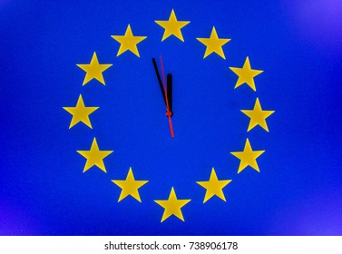 An EU clock representing the countdown until Brexit.