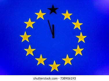 An EU clock representing the countdown until Brexit.