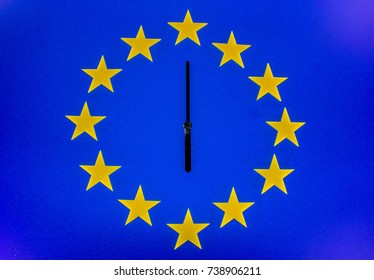 An EU clock representing the countdown until Brexit.