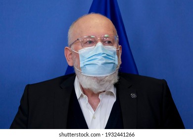 EU Commission Vice-president In Charge For European Green Deal Frans Timmermans And US Special Presidential Envoy For Climate John Kerry Prior To A Meeting In Brussels, Belgium On March 9th, 2021. 