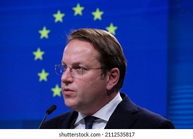 Eu Commissioner Oliver Varhelyi During Press Stock Photo 2112535817 ...