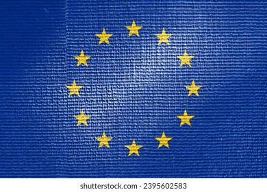 The EU flag was exposed several times. Use as a basemap or background. Double exposure creative hologram.