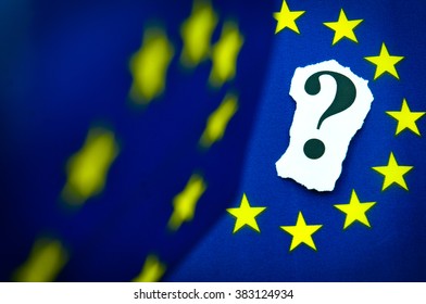 EU referendum concept with flags and question mark