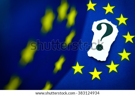 EU referendum concept with flags and question mark