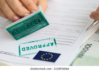 EU visa application approved. Document applying for entry into European Union - Shutterstock ID 2118956066