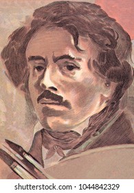 Eugene Delacroix Portrait From French Money 
