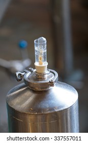 EUGENE, OR - NOVEMBER 4, 2015: Small Yeast Fermenter At The Startup Craft Brewery Mancave Brewing.