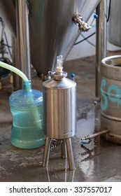 EUGENE, OR - NOVEMBER 4, 2015: Small Yeast Fermenter At The Startup Craft Brewery Mancave Brewing.