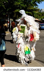 EUGENE, OR, USA - SEPTEMBER 01:  A Man Collects Signatures To Ban The Choice Of Plastic Bags In Downtown Eugene, Oregon, USA - September 01, 2012