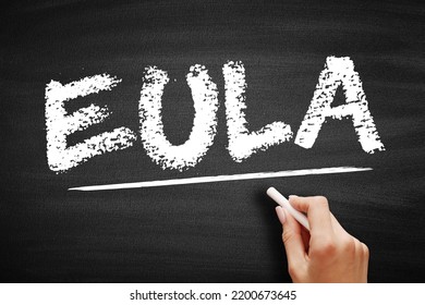 EULA - End User Licensing Agreement Is A Legal Contract Entered Into Between A Software Developer Or Vendor And The User Of The Software, Acronym Concept On Blackboard