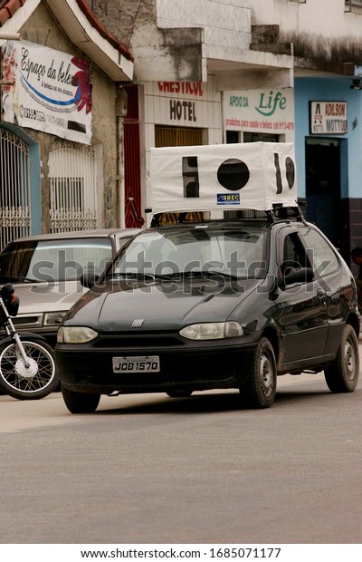 eunapolis, bahia /\
brazil - agosto 29, 2009: vehicle used to advertise sound is seen\
in the city of Eunapolis.\
